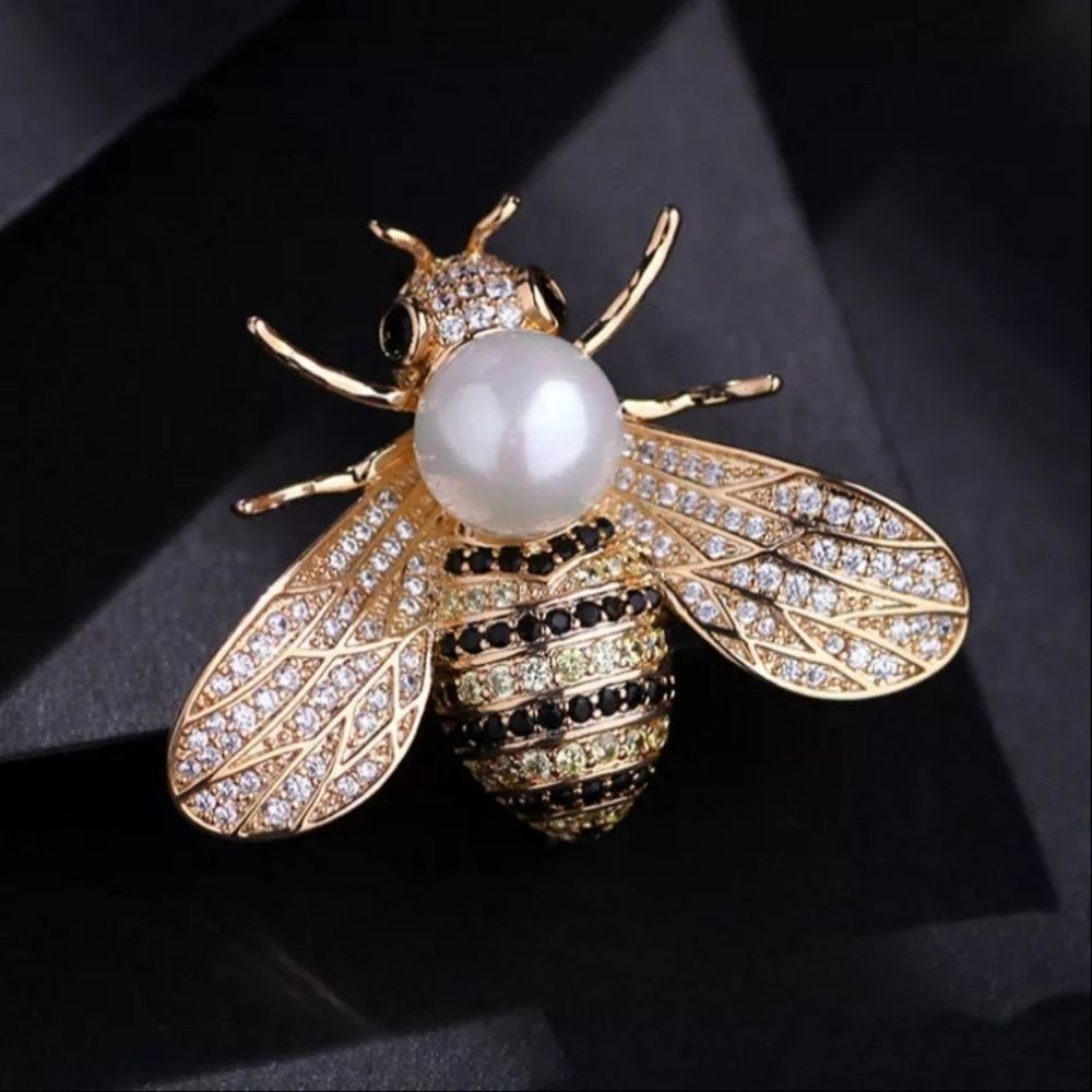 Elegant Gold and Black Bee Brooch